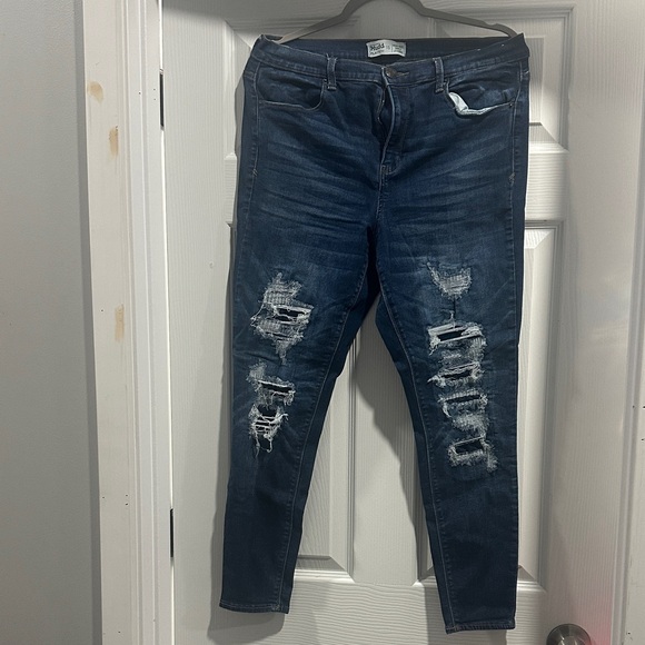 Mudd Dark Blue Distressed Skinny Jeans - Picture 1 of 2